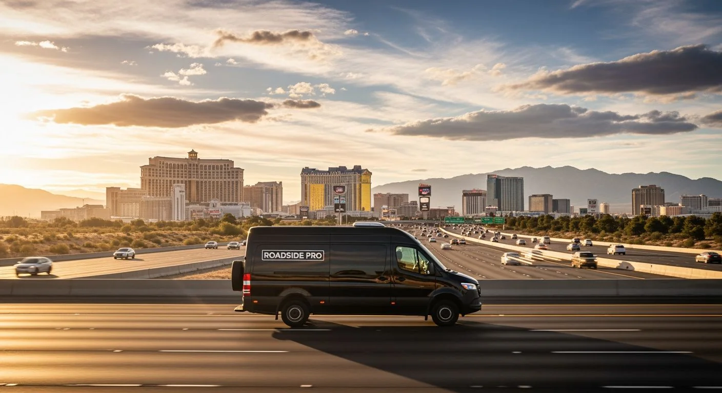 Mobile mechanic service van on Las Vegas street