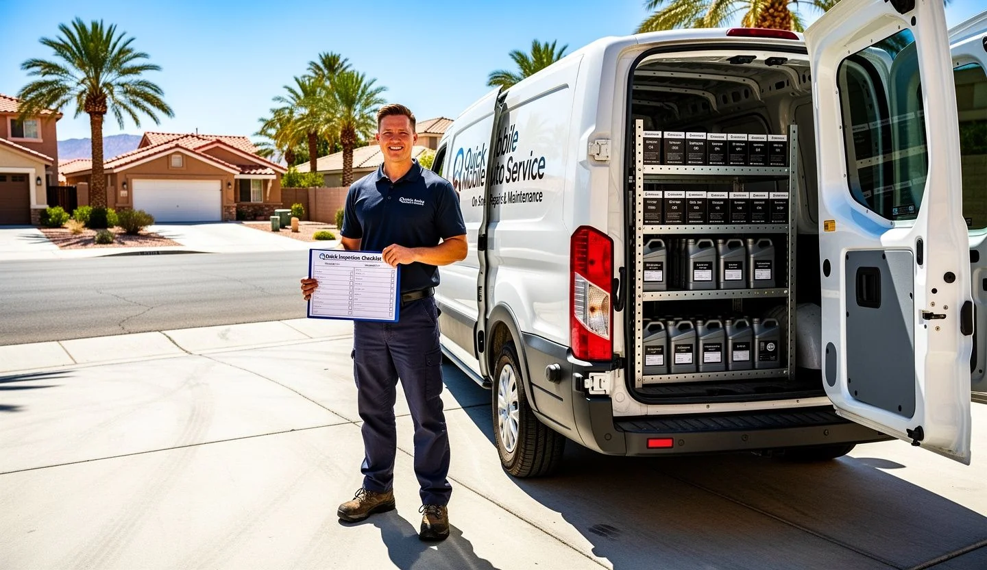 Mobile mechanic with service van and oil change supplies in Las Vegas